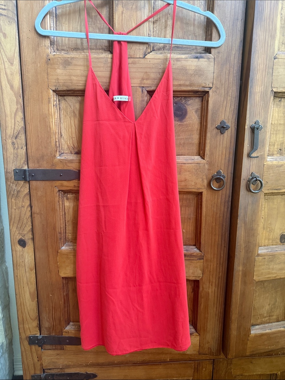 Alice + Olivia Red V-Neck Racerback Slip Mini Dress
